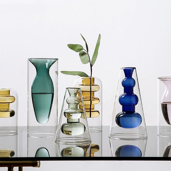 Nordic Home Decor Glass Vase Living Room Decoration Flower Vase Transparent Home Decorations Decorative Glasses Gifts - Vases - AliExpress