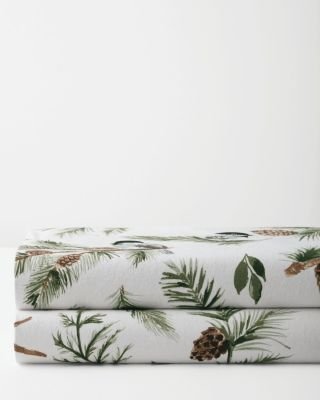 Chickadee and Pine Organic-Cotton Flannel Sheet Set | Garnet Hill