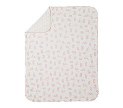 Bunny Pima Cotton Baby Blanket, Pink Multi