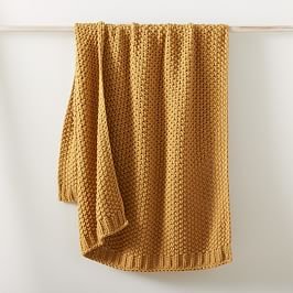 Chunky Cotton Knit Throw, 50"x60", Dijon