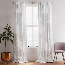 Cotton Canvas Etched Cloud Curtains, 48"x96", Washed Gemstone