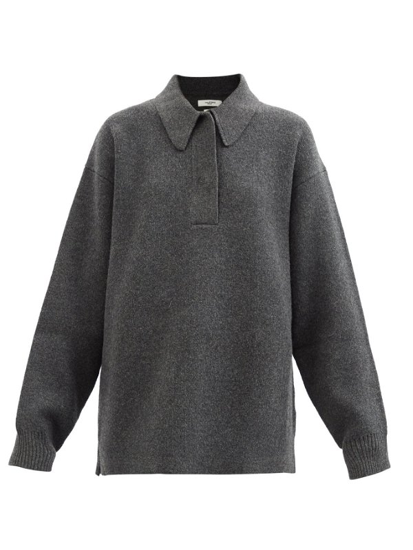 Grey Lark point-collar wool-blend sweater | Isabel Marant Étoile | MATCHESFASHION US