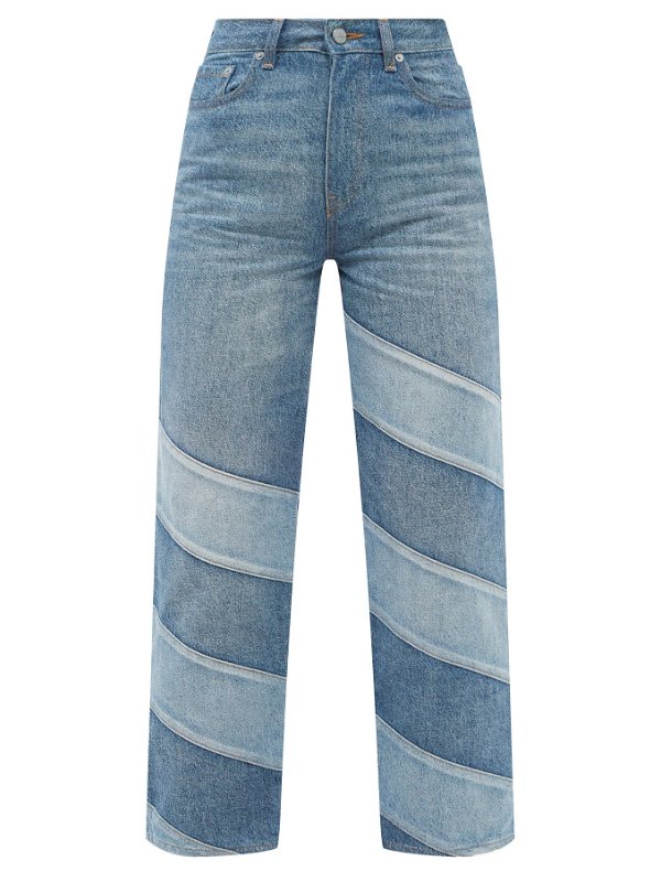 Blue Patchwork organic-cotton straight-leg jeans | Ganni | MATCHESFASHION US