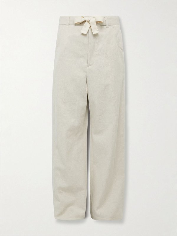 NANUSHKA - Tymeo Wide-Leg Cotton and Linen-Blend Twill Drawstring Trousers