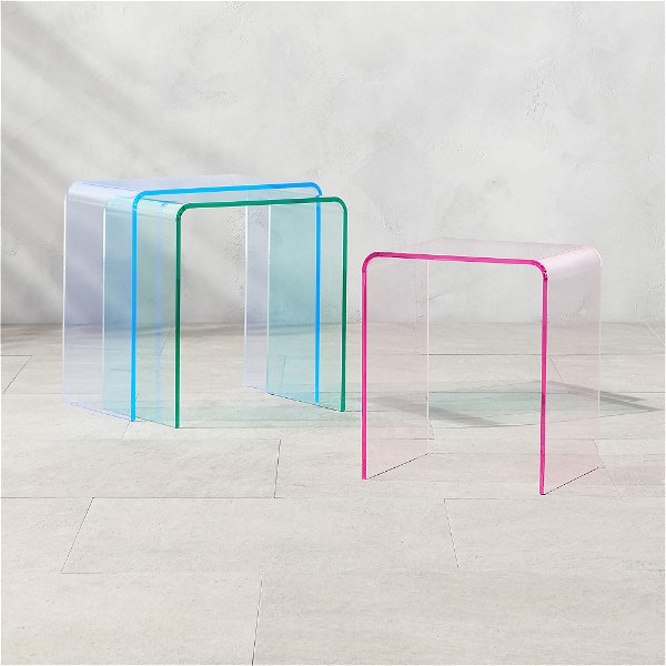 3-Piece Peekaboo Colored Acrylic Nesting Table Set (Open Larger View)