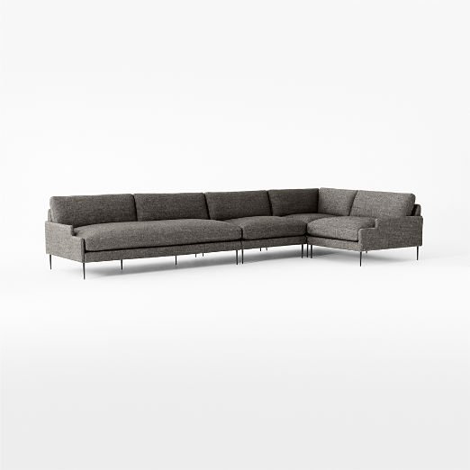 Scalino Grey Modern 4-piece Sectional Sofa with Left Arm Chair | CB2