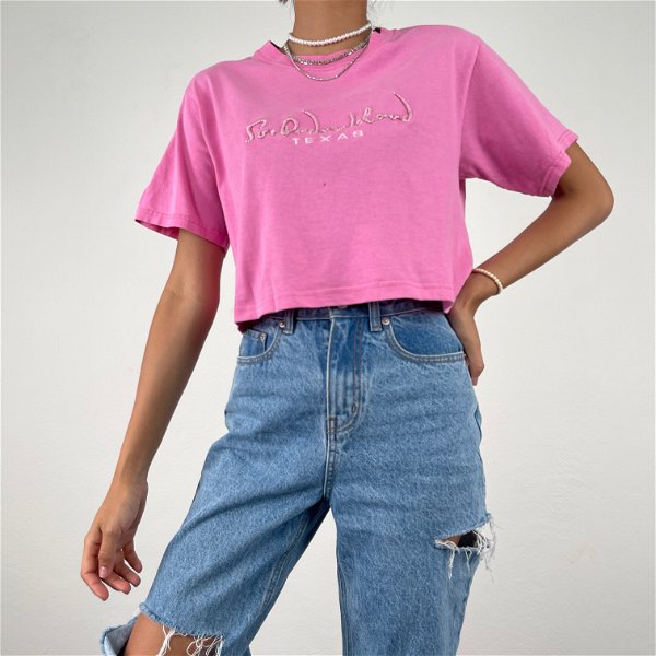St. Padre Island , Texas  Crop T-Shirt  // Pink  (S)