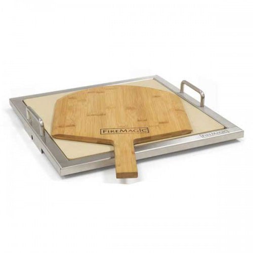 Pizza Stone Kit with Wooden Pizza Peel - Fire Magic