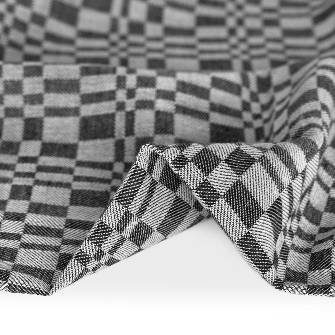 Varied Checks Lightweight Yarn Dyed Cotton Jacquard - Black/White