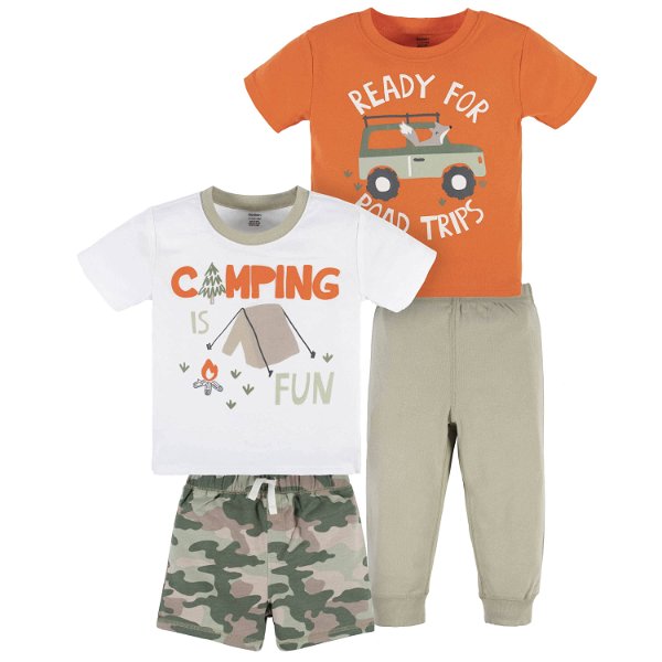 4-Piece Infant & Toddler Boys Camping Fun Tees, Shorts & Pants Set - 18M