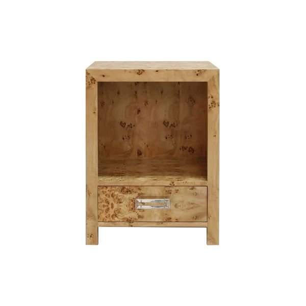 Winnie One Drawer Side Table w/ Acrylic Hardware in Burl Wood – BURKE DECOR