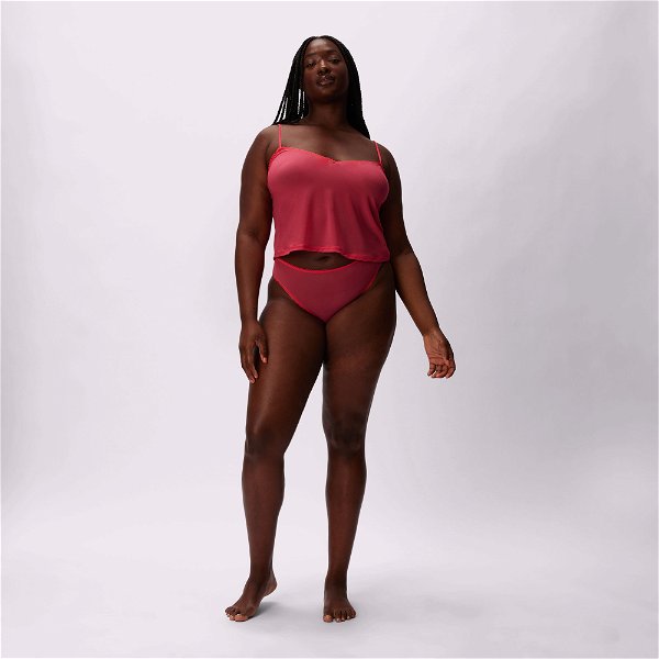High Rise Cheeky with Lace Trim | Sexy Silky Mesh - 2XL / Picante