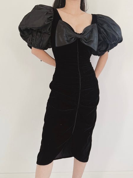 Vintage Velvet Puff Sleeve Dress - S | G O S S A M E R