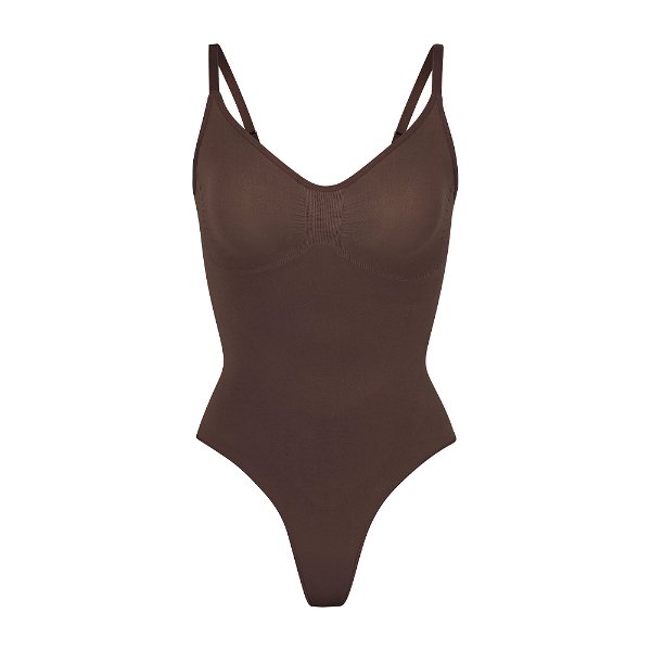 SCULPTING THONG BODYSUIT | COCOA - COCOA / S/M