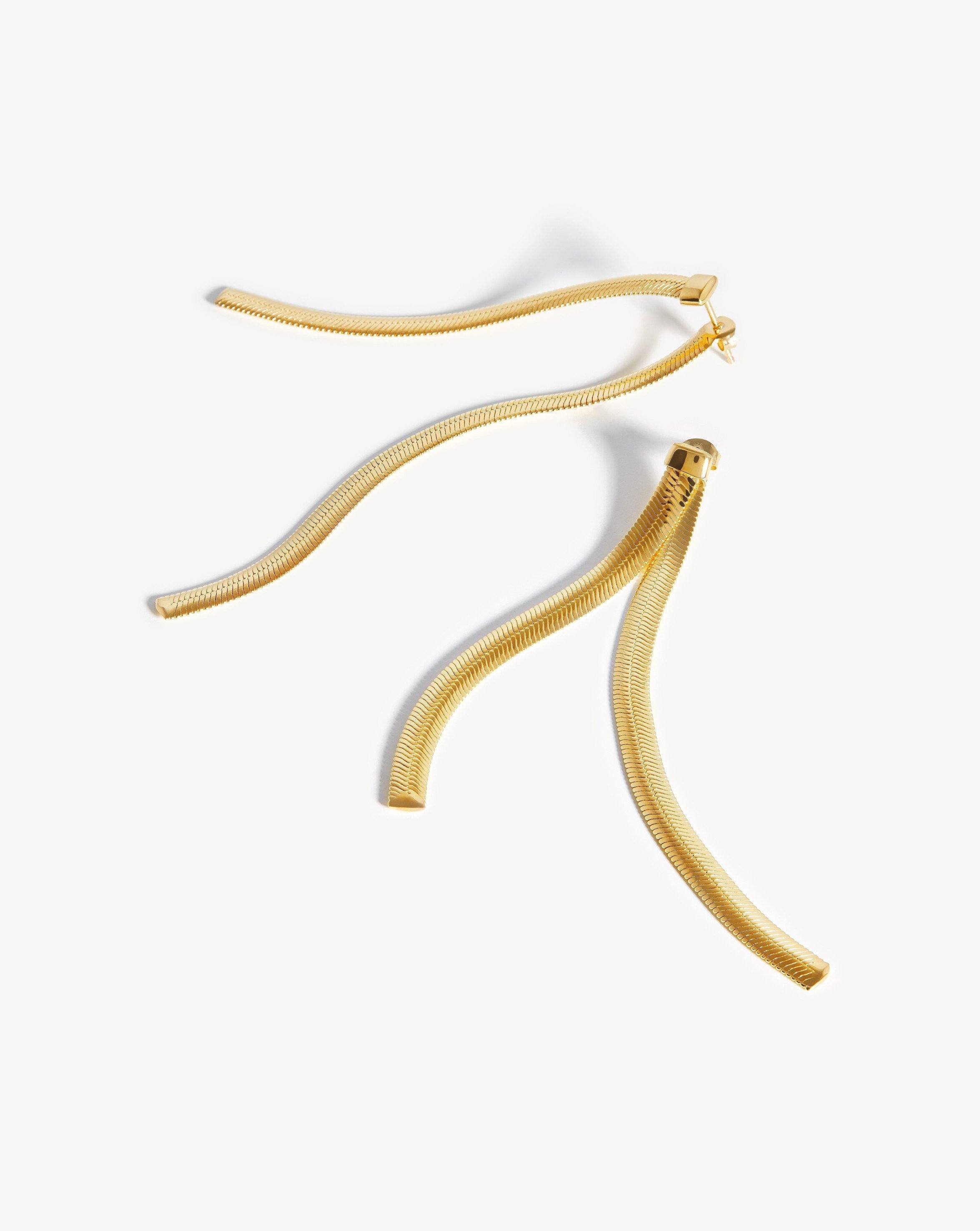 Lucy Williams Snake Chain Drop Earrings - 18ct Gold Plated Vermeil