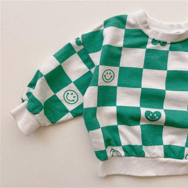 Checkered Sweatshirt - Mint - S (2-3 Years)