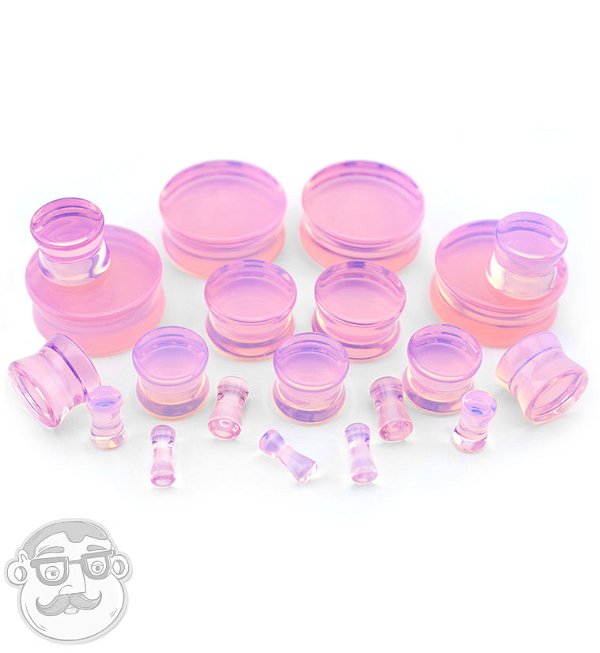 Pink Opalite Glass Plugs - 2G (pair)