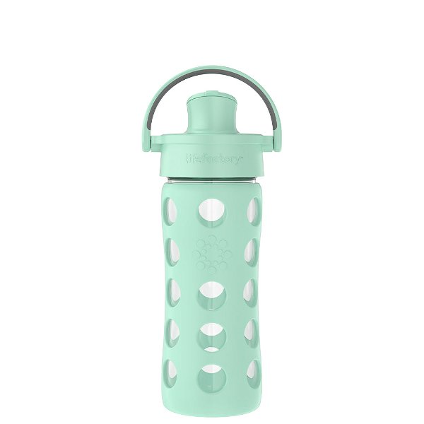 12oz Glass Water Bottle with Silicone Sleeve and Active Cap | Lifefactory