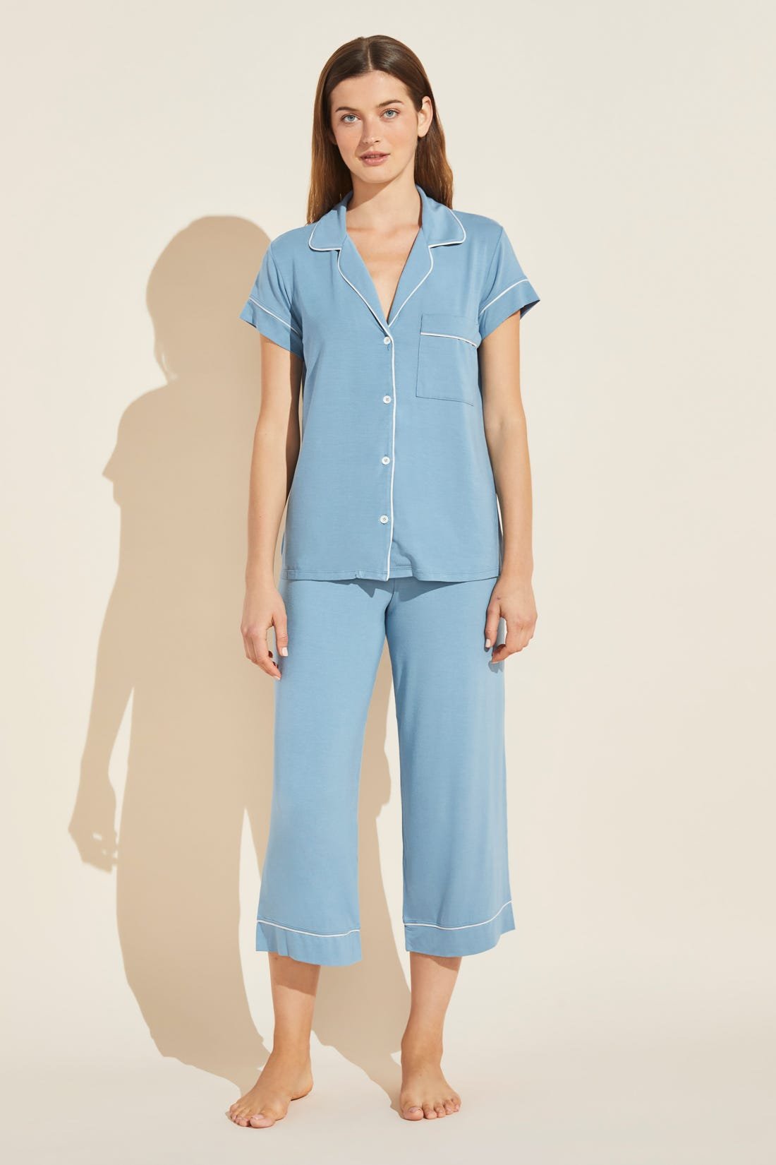Gisele TENCEL™ Modal Short Sleeve Cropped PJ Set - Blue Shadow/Blush - X-Small