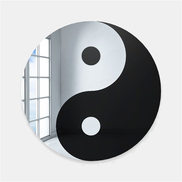 Dormify Yin Yang Mirror | Dorm Essentials - Black/Silver - Dormify