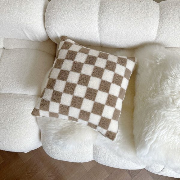 Plush Checkerboard Pillowcase