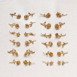 Solid Gold Birth Flower Earrings