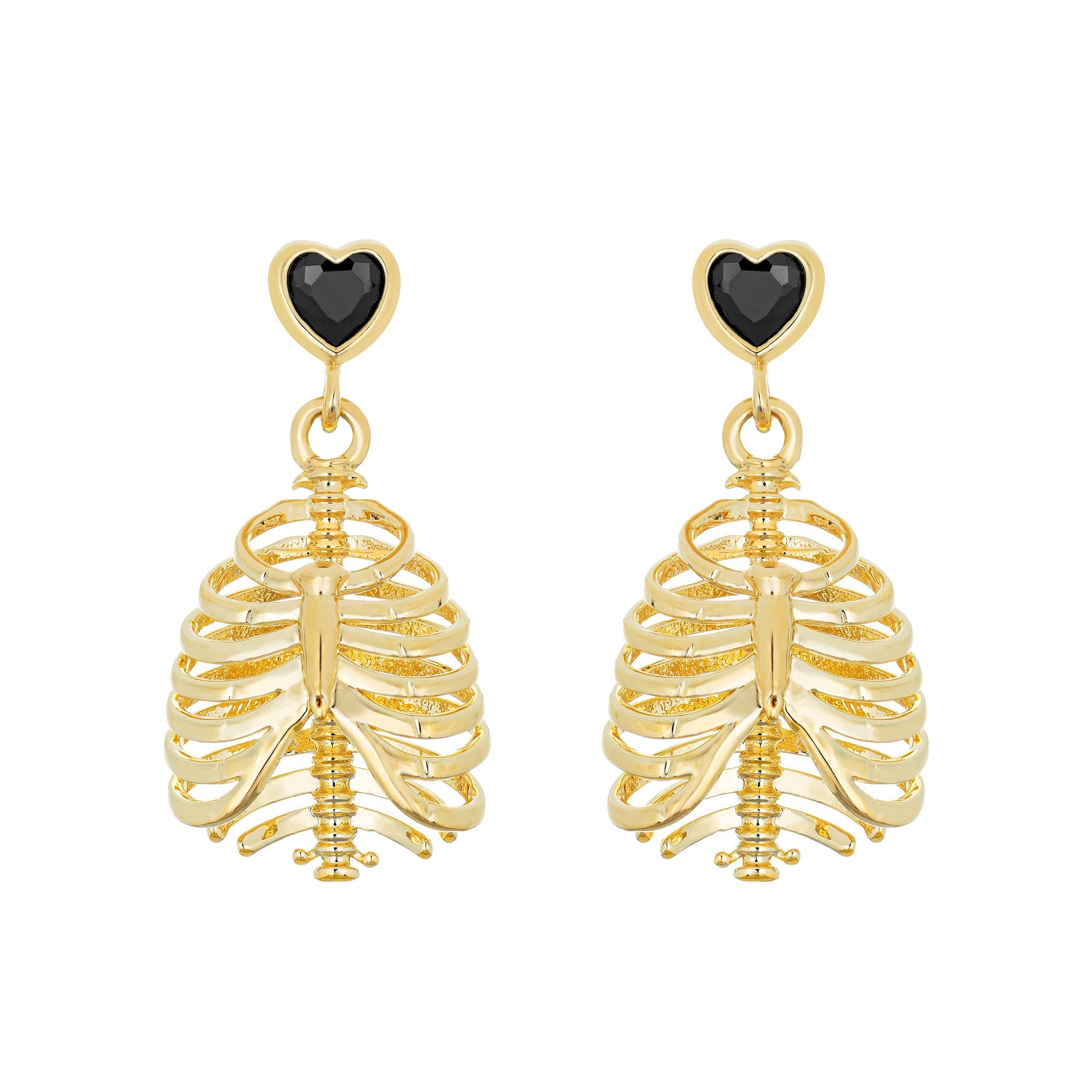 Heart in a Cage Earrings - 18K Gold Plated