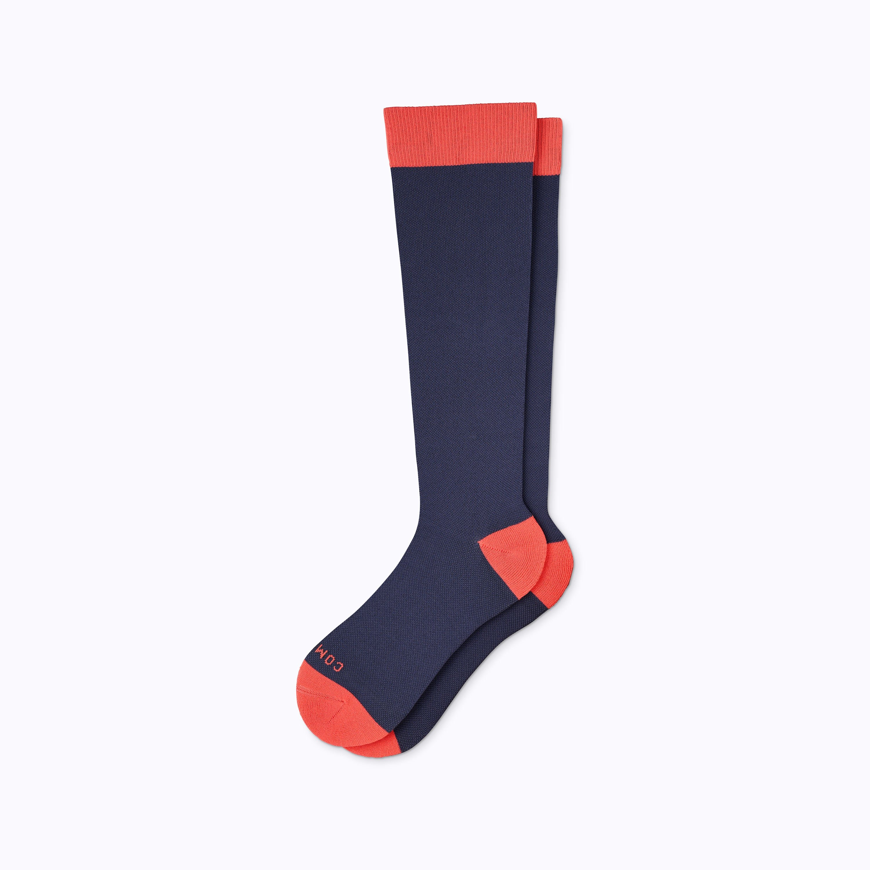 Knee-High Compression Socks  – Colorblock - Navy/Red / Medium
