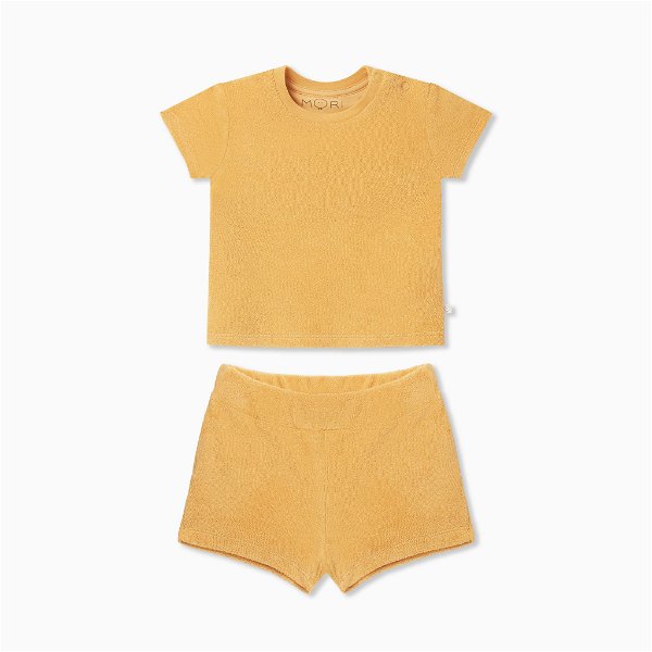 Terry Towelling Tee & Shorts Outfit - Mustard / 3 - 4 Y