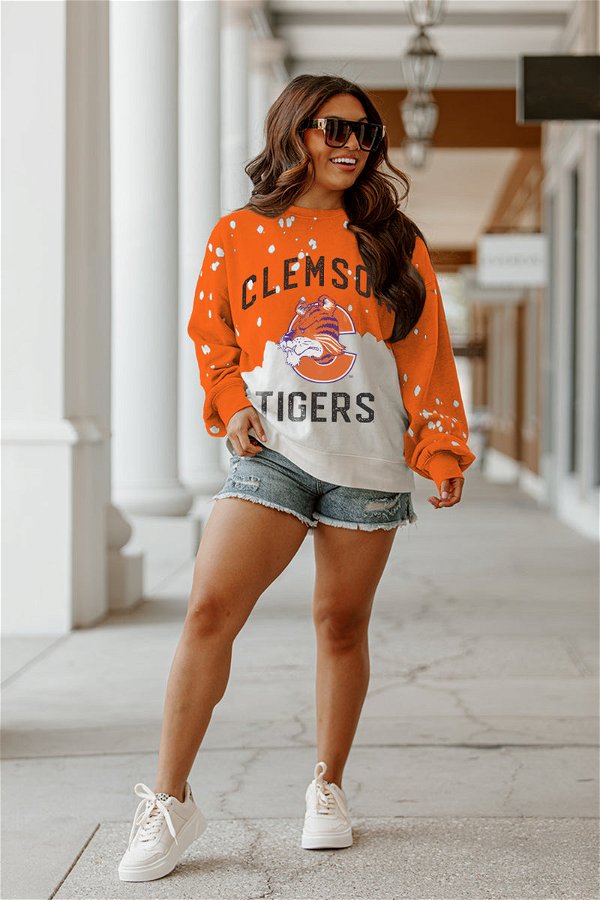 CLEMSON TIGERS INFINITE VIBE FADED WASH CREWNECK PULLOVER – GAMEDAY COUTURE | SOCIAL HOUSE