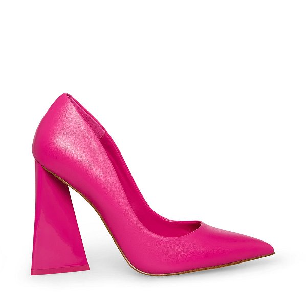 PICKEE Pink Leather Triangular Block Heel Pump | Women's Heels – Steve Madden