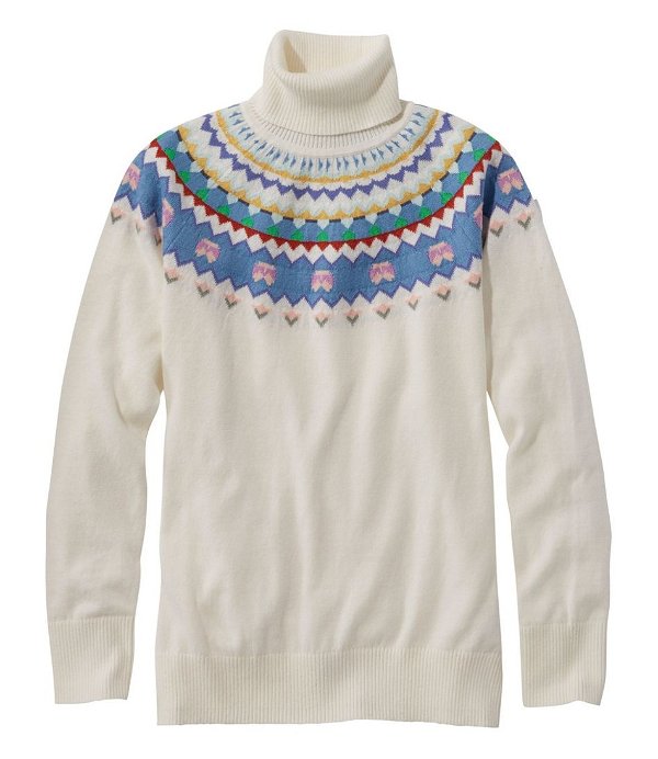 Women's Cotton/Cashmere Sweater, Turtleneck Fair Isle | Sweaters at L.L.Bean