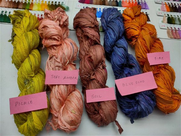 10 Assorted Color | Recycled Sari Silk Ribbon | Sari Silk Ribbon | Craft Ribbon
