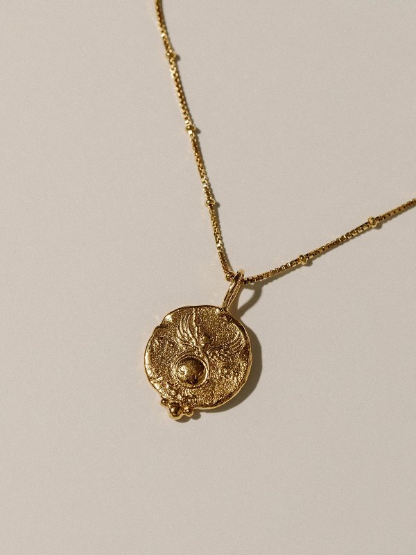 Golden Shield Necklace 24K Gold Plated Coin Necklace Roman