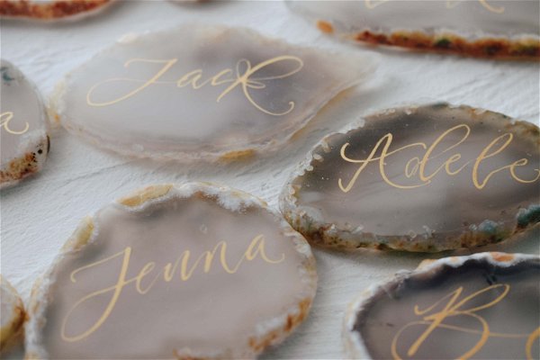 Natural Agate Slices Written in Modern Calligraphy Name - Etsy
