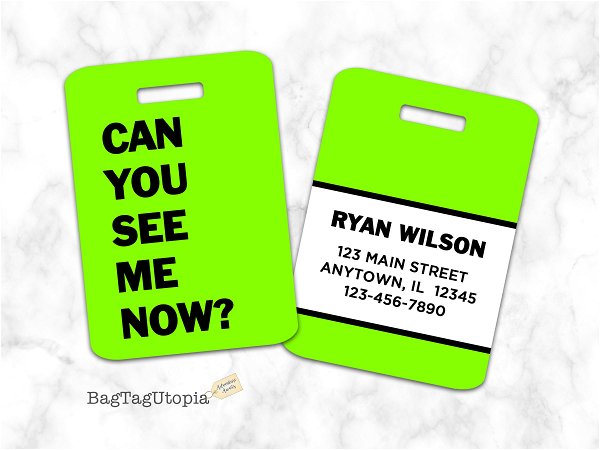 Can You See Me Now Luggage Tag Bag Tag Bright Green - Etsy