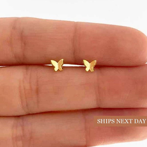 Tiny Butterfly Earrings  Minimalist Stud Earrings Gifts for