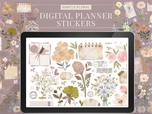 May Digital Sticker | Gentle Floral | 88pcs Digital Planner Stickers | Goodnotes Stickers | Precropped Stickers