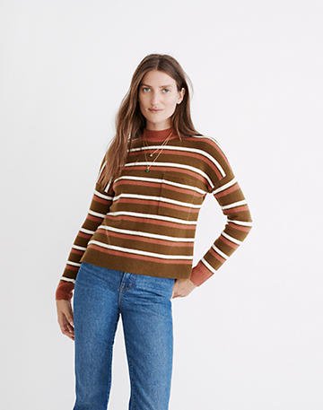 Redmond Mockneck Pocket Sweater in Stripe