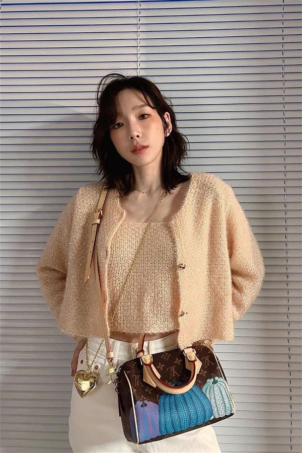 Taeyeon's Glittering Cardigan Set and Louis Vuitton Bag: A Style