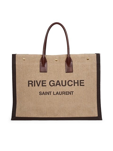 Shop Saint Laurent Rive Gauche Linen Tote | Saks Fifth Avenue