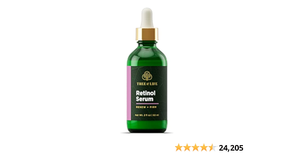 NEW LOOK | Tree of Life Firming Retinol Serum with Hydrating Hyaluronic Acid for Wrinkles and Dark Spots; Renew and Reset Nighttime Facial Serum, Clean Dermatologist-Tested Skin care, Bonus Size 2 Fl Oz