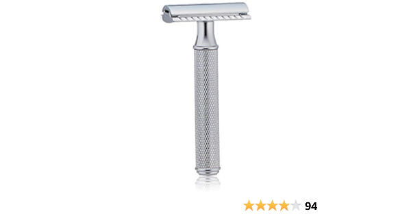 The Art of Shaving Safety Razor for Men - Includes 5 Safety Razor Blade Refills, Double Edged Razor with Closed Comb, Engraved Chrome Plated Handle