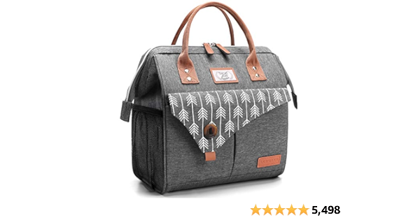 Lekesky Lunch Bag for Women Insulated Lunch Box Leakproof Lunchbox for Adult Work, Grey