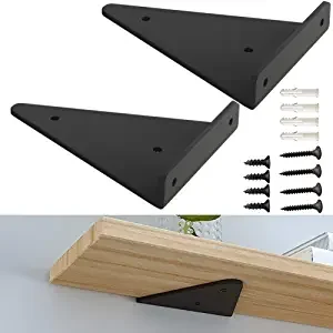 Amazon.com: Black Shelf Bracket, 2 Pcs 6",Shelf Supports - Hidden Brackets for Floating Wood Shelves - Concealed Blind Shelf Support – Screws and Wall Plugs Included : Tools & Home Improvement