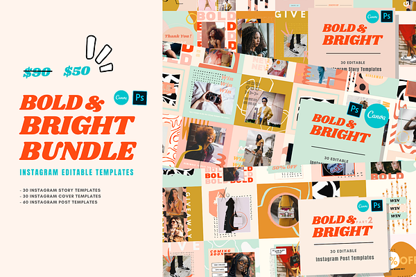 Bold & Bright Instagram Bundle | Canva Templates ~ Creative Market