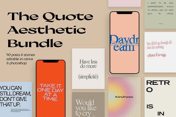 The Quote Aesthetic Bundle | Photoshop Templates ~ Creative Market