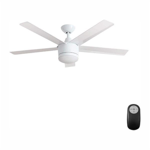 Home Decorators Collection Merwry 52 in. Integrated LED Indoor White Ceiling Fan with Light Kit and Remote Control SW1422WH