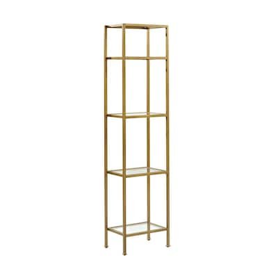 73 in. Gold/Clear Metal 4-shelf Etagere Bookcase with Open Back