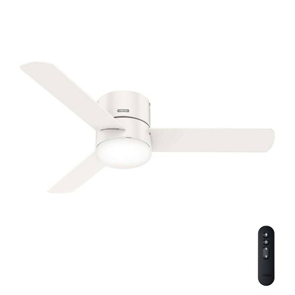 Hunter Minimus 52 in. Integrated LED Indoor Fresh White Ceiling Fan with Remote and Light Kit 51433